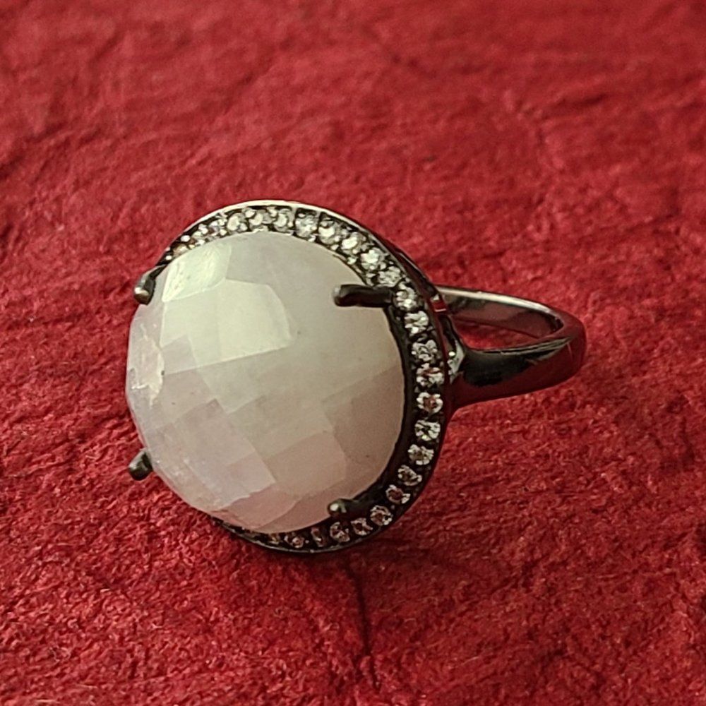 Moonstone Ring Size 8 Sterling silver oxidized -Rare ring -Fashion Jewelry - Picture 1 of 9